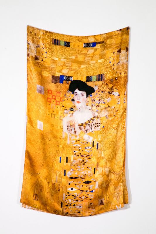 Gustav Klimt Desenli Saf ipek Şal