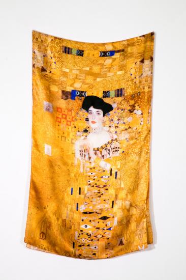 Gustav Klimt Desenli Saf ipek Şal